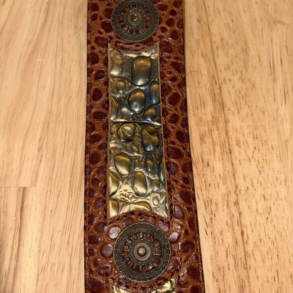 Vintage Aignon Spain Wide Leather Belt Medallions Boho Western Belt Size Large main image 12
